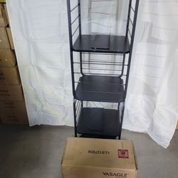 VASAGLE 4-Tier Rotating Bookshelf, Bookcase with Bookends for Small Spaces, Corner Shelf, Steel Frame, Ebony Black and Ink Black ULLS127B56