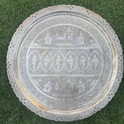 Egyptian Hand-engraved Brass tray-top table 