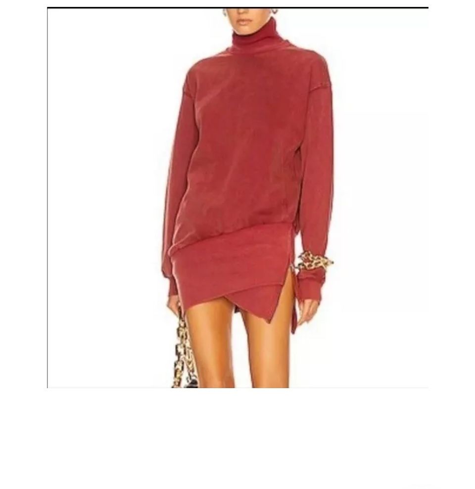 Young Fabulous & Broke Turtleneck Sweater Dress w Side Zipper in Rust.