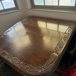Carved-top, Folding Dining Table
