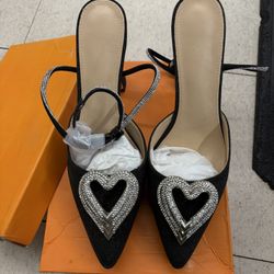 Black Heart Sparkly Heels 