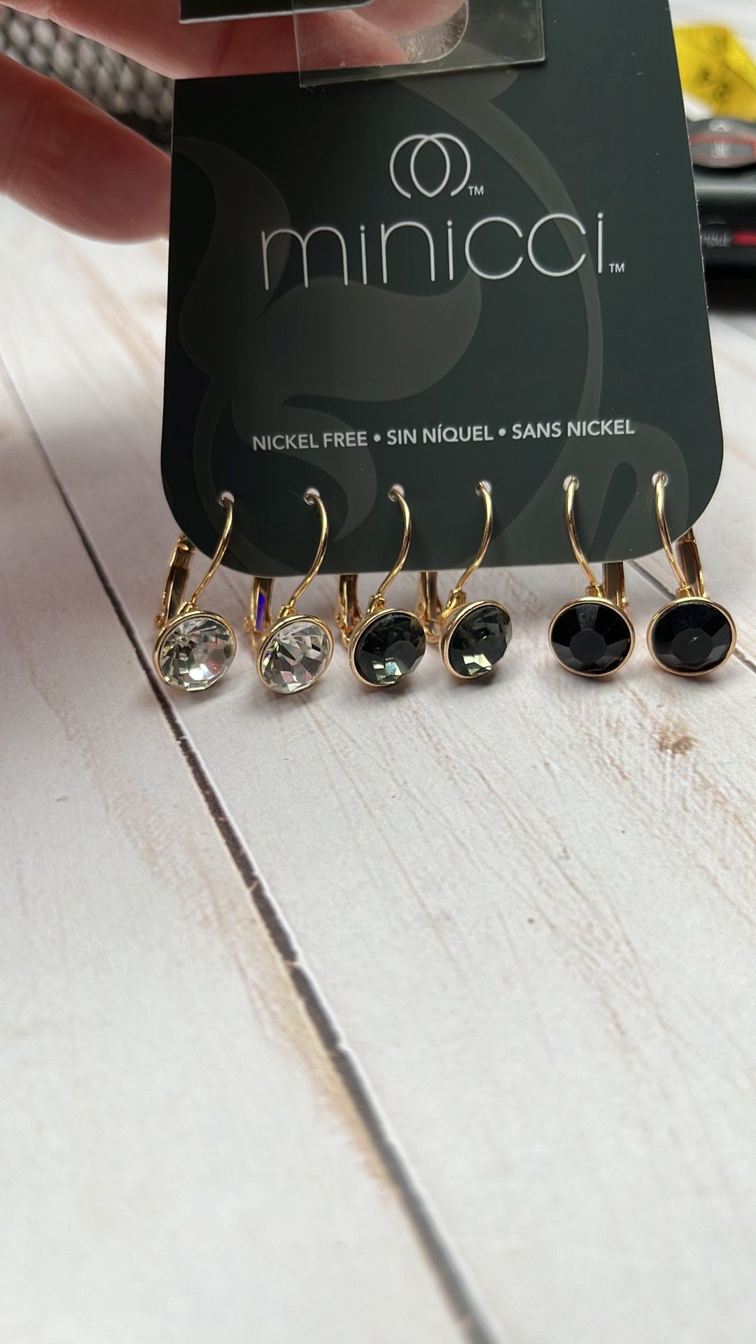 Minicci Crystal Earrings 3 pair per set. Dangle