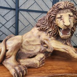 RARE Vintage Large Sitting Lion Statue by Marwal Ind. Inc.