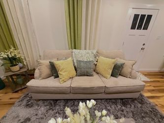 Beige 3-Seat Fabric Sofa