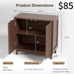 🥨Fluted Cabinet with Storage, Mid Century Modern 2 Doors Sideboard Buffet Accent Cabinet with Adjustable Shelves, Multifunctional Console Table with 