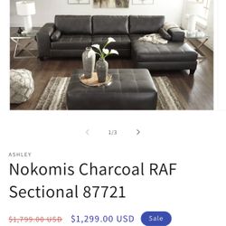 Nokomis Charcoal Sectional Couch (Free Delivery)