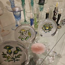 Tall Candle Holders Pair In Blue, Pink , Green Or Clear