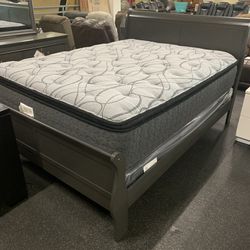 Grey Bed Room Set ( Includes Queen Bed Frame , Dresser , Mirror And  1 Night Stand ) ON SALE
