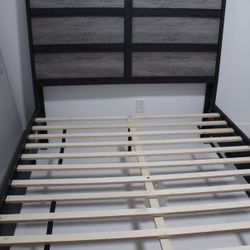 Queen Bed Set – Sleek Black & Gray with Drawers + Nightstand