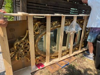 9 ft Huge Baroque style guilded plaster mirror w/guilded plaster fr