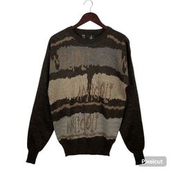 Vintage Kennington Wool Blend Knit Sweater Abstract Pattern  Mens Large