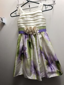Purple & White Silk Floral Dress (size 6)