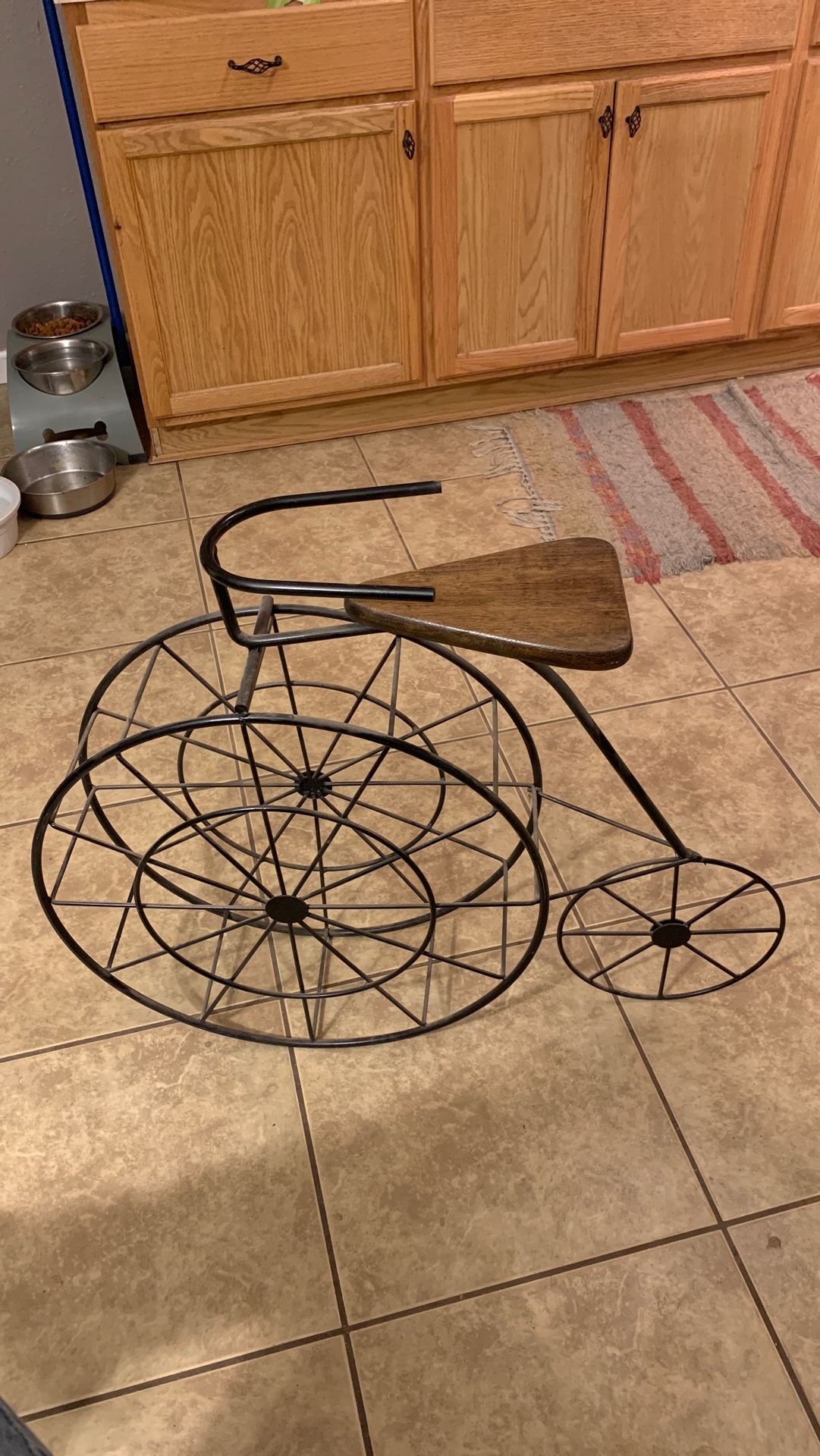Bicycle plant stand decor.