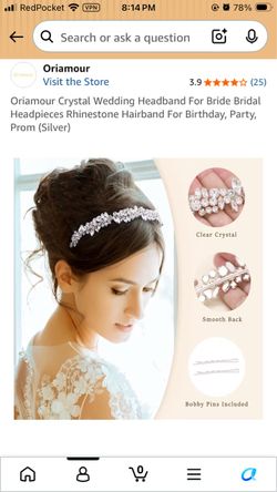 Crystal Wedding Headband For Bride Bridal Headpieces Rhinestone Hairband For Birthday, Party, Prom (Silver)