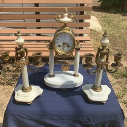 Antique French Clock & Garniture Set