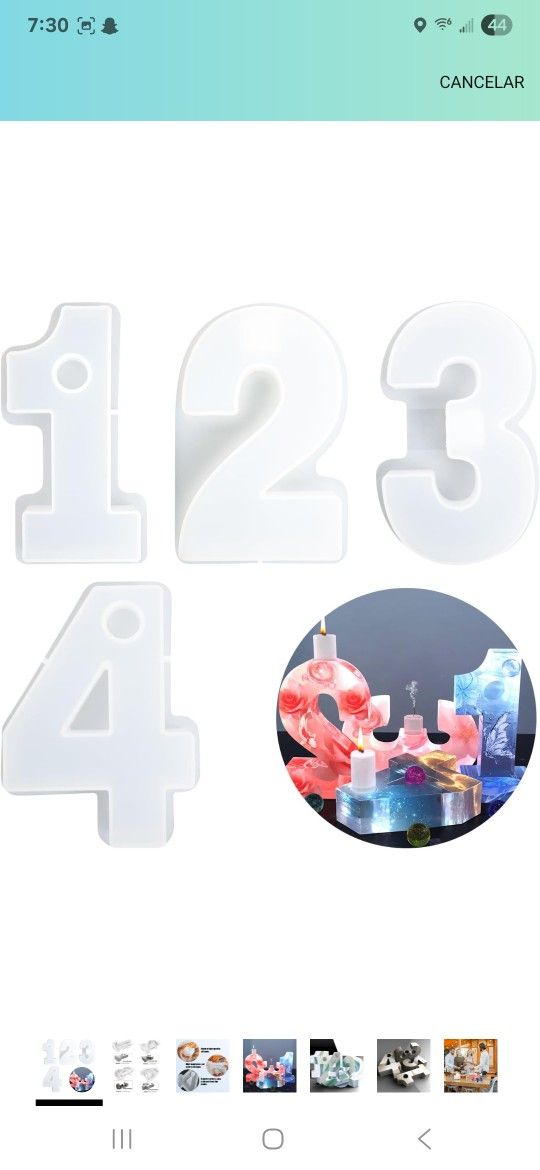 4 Pieces Large 1 2 3 4 Digit Shape Silicone Molds, Silicone Candle Holder Molds, Silicone Molds for Epoxy, Candle Holders, Cake Molds with Epoxy Silic