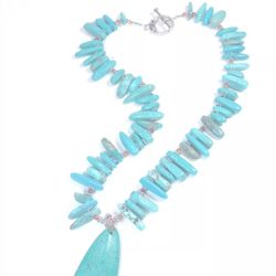 Turquoise Necklace With Hessonite and Sterling Silver