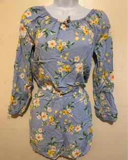 Place blue long-sleeve floral print jumpsuit, size XL (14)
