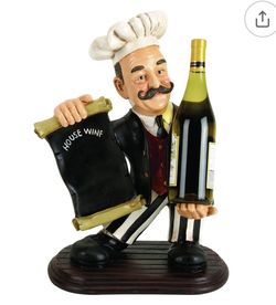 Chef Sculpture Wine Holder 18in New 