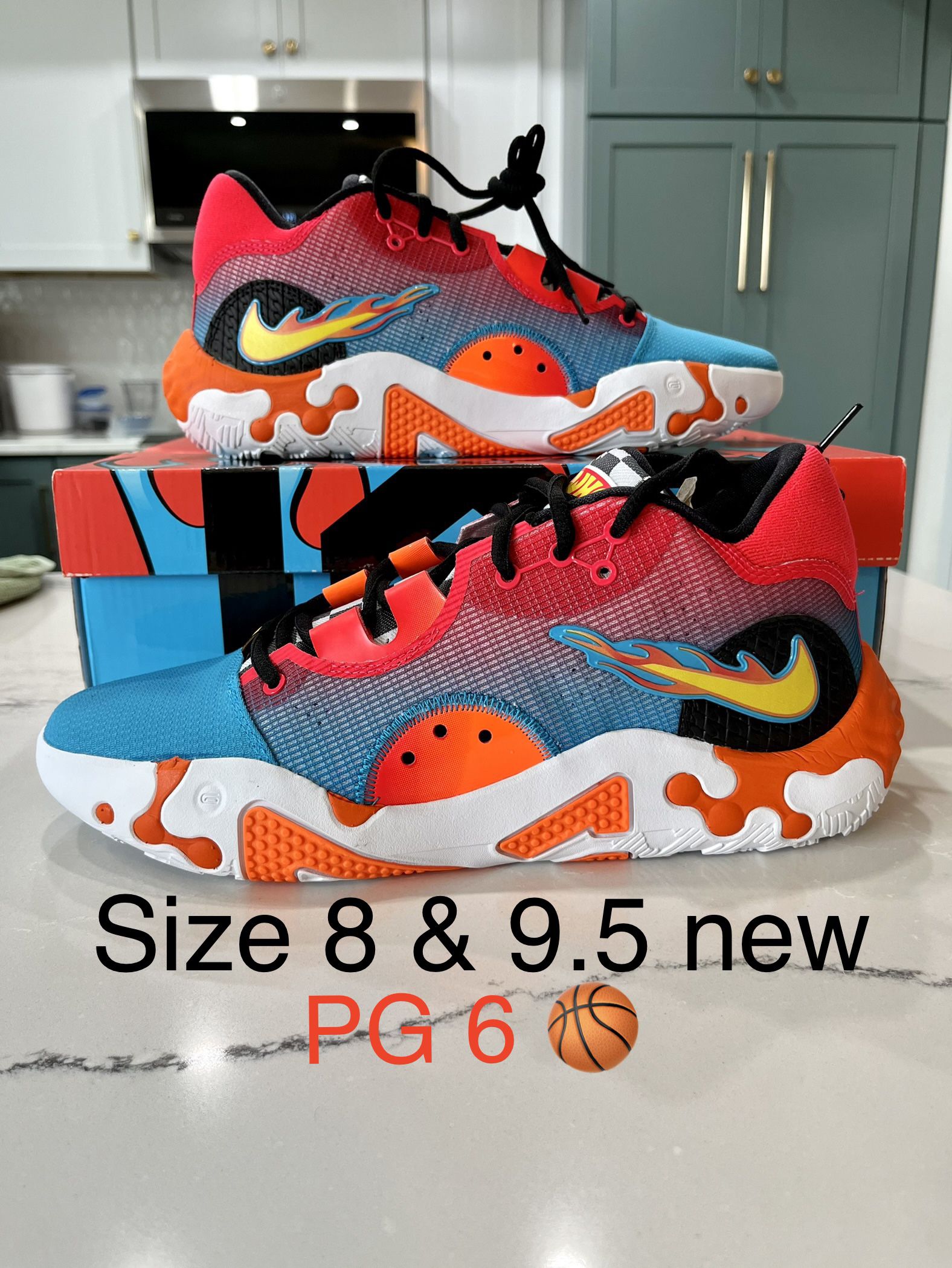 Nike Hot Wheels PG 6 Mens Basketball Shoes (Blue/Orange)
