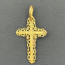 Jewelry 14k solid yellow gold pendant Cross charm 3.1 grams CROSS ONLY
