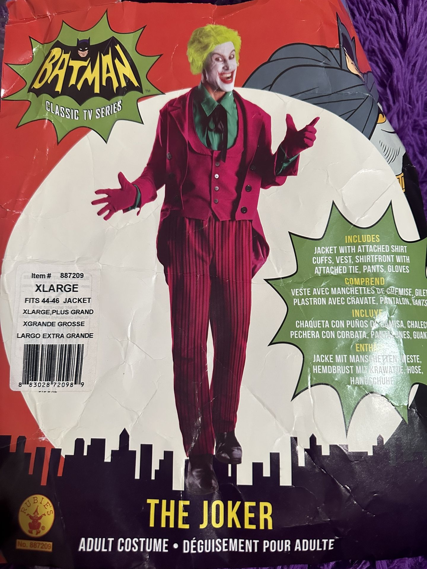Adult Men’s Xl Classic Tv Series Joker Costume 