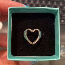 Open Heart Silver Ring Size 8