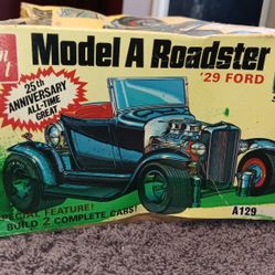 AMT model a roadster 25th anniversary 1929 Ford. Street rod kit 1/25 scale model kit kit number 8129 vintage new 
