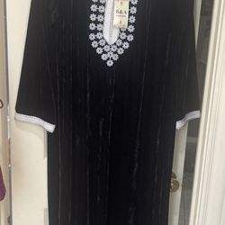 Black Long Velvet Abaya Or Dress
