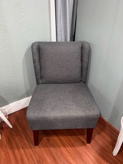 Gray Upholstered Wingback Accent Chair