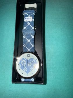 Floral Denim Strap Analog Watch
