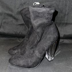 Suede Ankle Boots Clear Heel Size 8