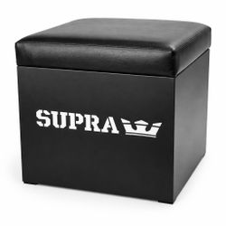 NEW SUPRA Storage Ottoman 18” – Black Bench w/ Hidden Storage (In Box)