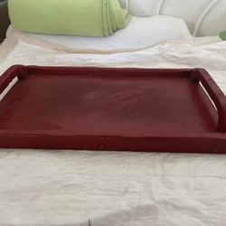 Wooden tray with handles
