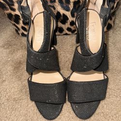 Franco Sarto black glittery heels