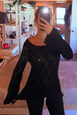 Ribbed black knit sweater