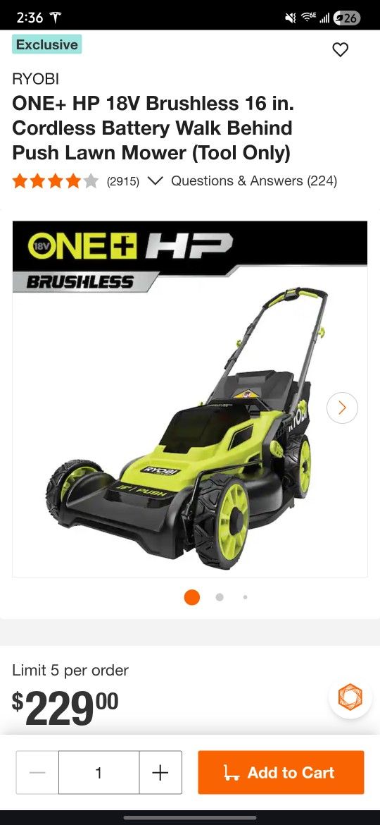 Ryobi 40v Lawnmower 