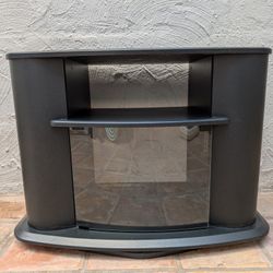 📺 Sleek Black TV Stand with Glass Door – Good  Condition
