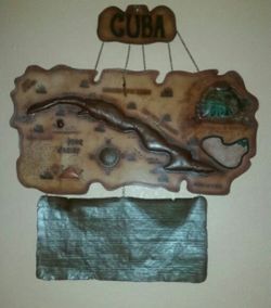Beautiful leather Cuba map.