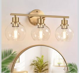 Indoi 3-Light Bathroom Light Fixtures, Brushed Gold Modern Vanity
