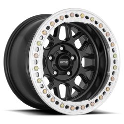 On Sale KMC KM235 Grenade Crawl 17x8.5 6x139.7 + 0  Satin Black with a Machined Real Beadlock Wheels
