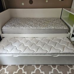 Double Bed With Pull Out Storage Cabinet