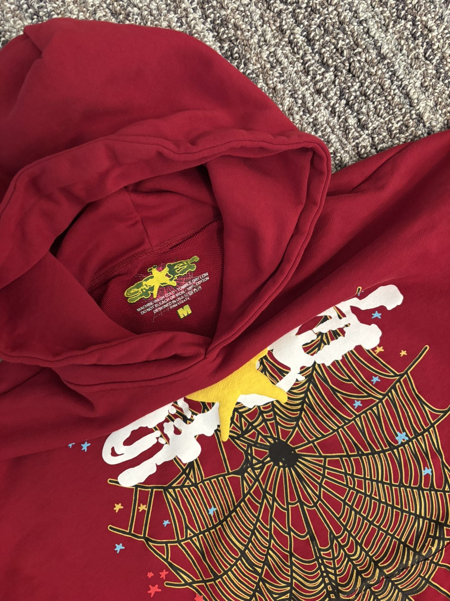 Sp5der Hoodie Maroon Size M