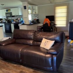 Leather Couch With Manual Recliners