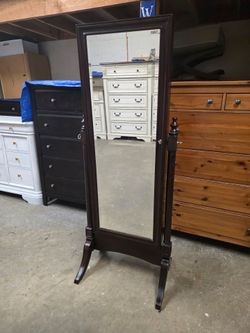 Modern Dark Cherry Standing Jewelry Mirror