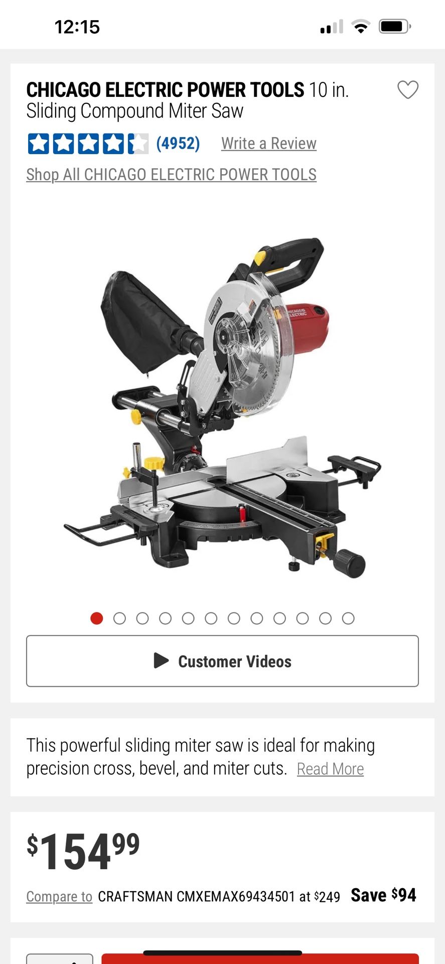 Chicago Electric 10" Miter Sliding Compound Saw