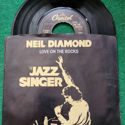 Vintage Neil Diamond 45rpm Single "Love On The Rocks" The Jazz Singer 1980