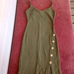 Iris Dress Green Mini Short Bodycon Button Details size Medium