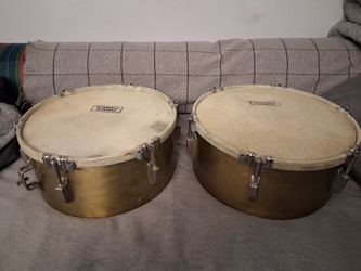 Timbales  drums brass  13.14 inch shells only no stand