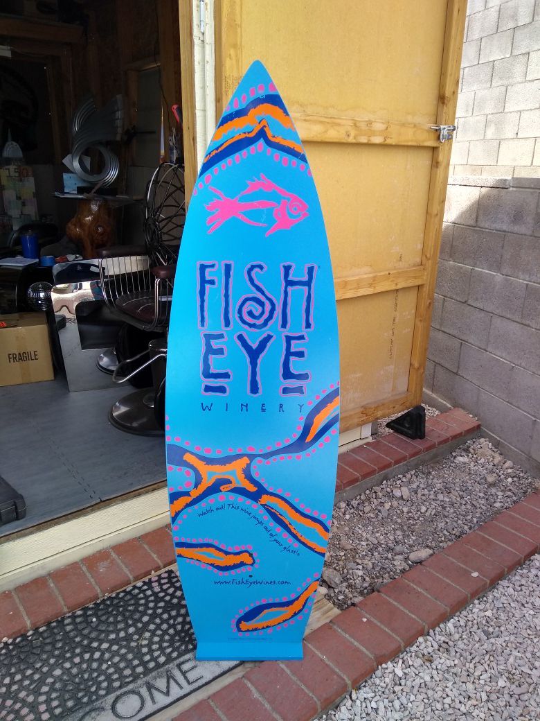 FISH EYE Winery surfboard display